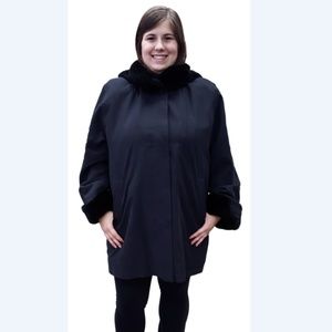 CLEARANCE Microfiber Coat with Rabbit Fur Liner
